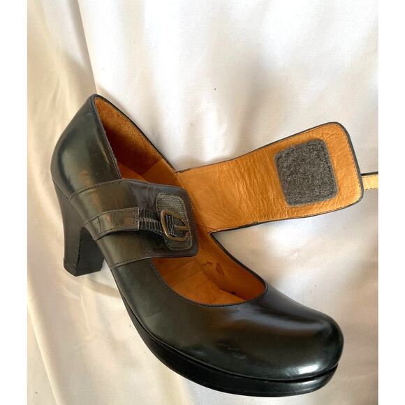 Chie Mihara Mary Jane Black Grey Wood Platform Heels, US 6,  EU 36 - Picture 4 of 5